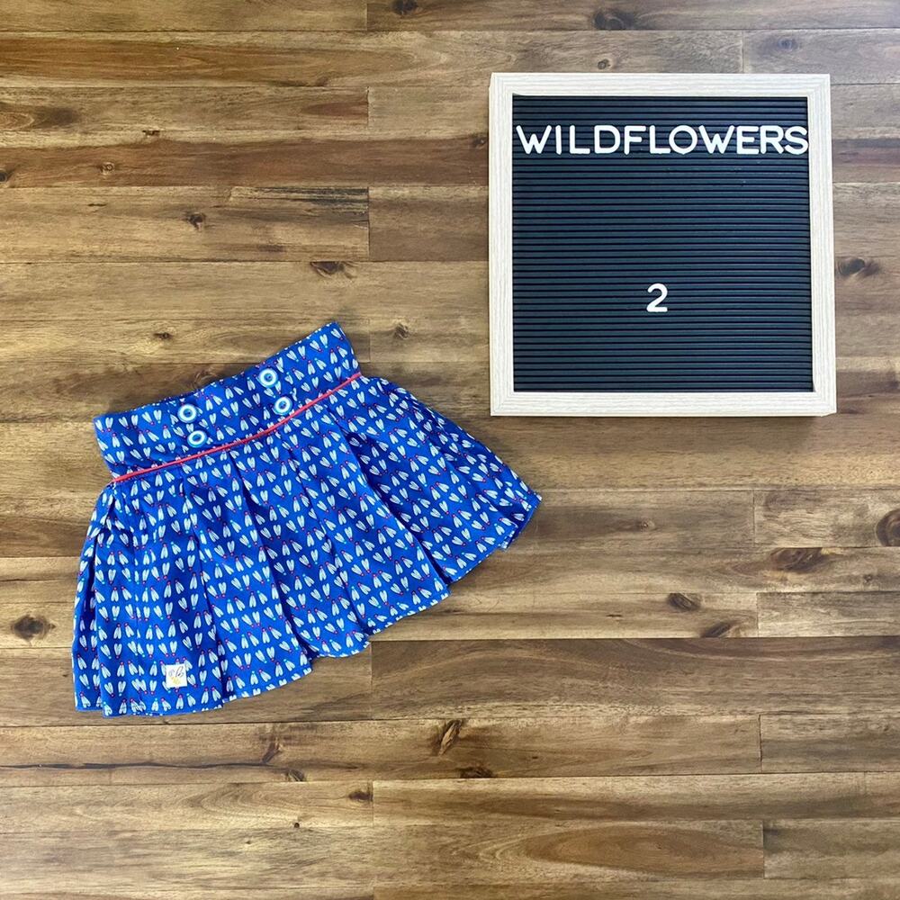 NEW Wildflowers Daydream Believer Play All Day Blue Rayon Abby Pleated Skort 2